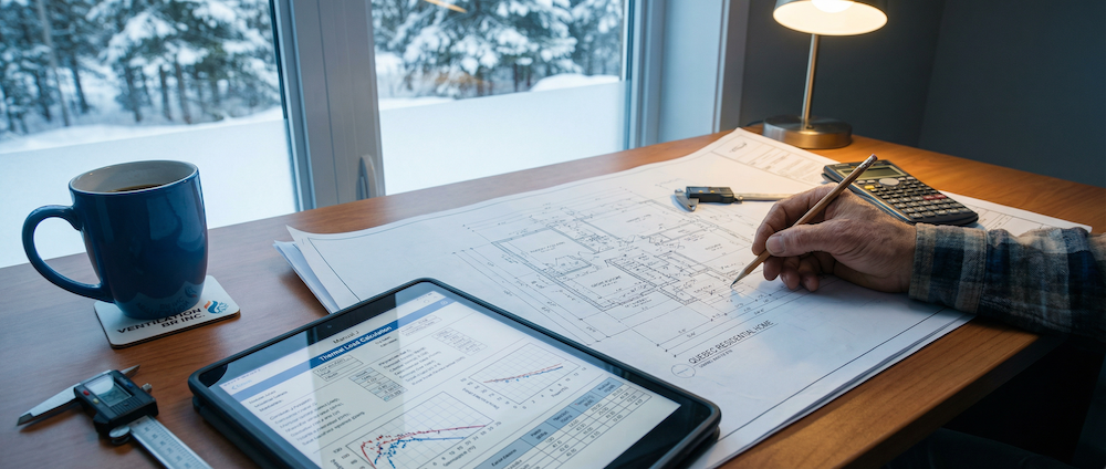 Calcul Manuel J pour dimensionnement de système central avec thermopompe dans une maison des Laurentides