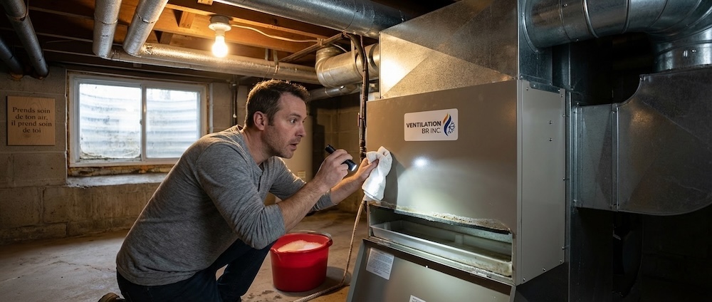 Vérification bac condensats ventilation printemps Laurentides